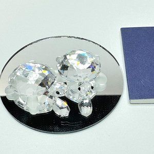 Swarovski Baby Turtles Tortoises Crystal Figurine Twins Box Frosted Legs COA dis